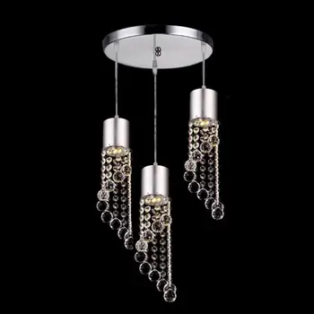 Moderne Glans Krystallysekroner Belysning Montering Dobbelt Trappe Led Pendel Til Foyer, Spisestue, Restaurant Dekoration