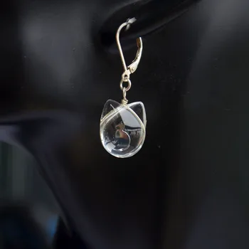 Et Par Søde Kat Pussy Dyr Sterling Sølv Farve fransk Dingle Drop Øreringe Til Kvinder Boho Mode Smykker Boheme