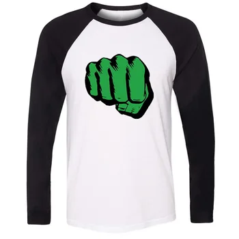 Incredible Hulk Knytnæve Raglan langærmede Sjove T-Shirt til Mænd, Kvinder Dreng Pige IMPERIAL EAGLE Print T-shirt Mode Tees Patchwork