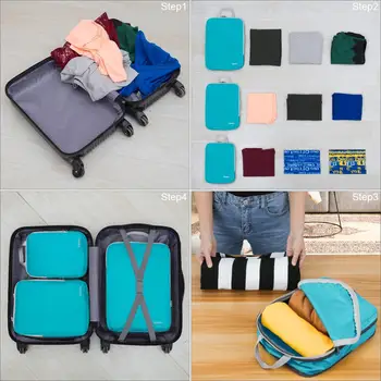 Gonex 3pcs/set Travel opbevaringspose Kuffert Bagage-Organizer Hængende Lynlås Tøj Kompression Emballage Terninger Dreng Ven Gave