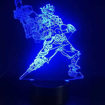 Spil Overwatch Helt Junkrat 3D-Lampe multi-farve med Fjernbetjening batteri drives nightlight Dropshipping Led Nat Lys Lampe Figur