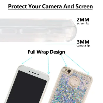 Dynamisk Flydende Følgende Glitter Væske Klar Silikone Case Cover Til Xiaomi Mi A1 A2 8SE MIX 2S Skinnende Capa For Remi S2, Note 5