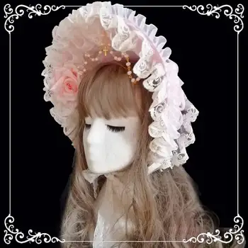 Lolita hovedklæde blomst blonder pearl hat kawaii pige hår tilbehør gothic lolita Søde lolita hovedbeklædning samling cosplay pige