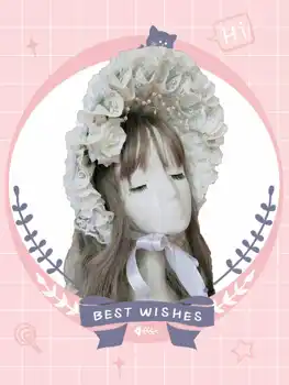 Lolita hovedklæde blomst blonder pearl hat kawaii pige hår tilbehør gothic lolita Søde lolita hovedbeklædning samling cosplay pige