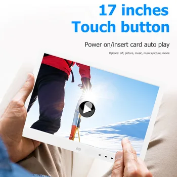17-tommers HD-Touch-Knappen Digital fotoramme Vise Video Reklame Maskine Fjernbetjening, Musik, Video Player