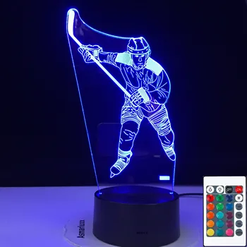Ice Hockey Spil 3D 7/16 Farve Lampe Led Nat Lys For Kids Tryk på Usb Tabel Lampara Lampe