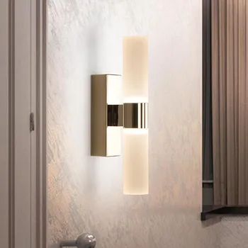AC85-265V 6W Dobbelt hoveder akryl LED-væg lys for Hotel/Soveværelse Væg lamper til badeværelse Rustfrit stål LED-spejl-lys