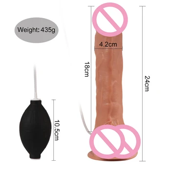 Forstøvet vand Dildo 24cm Realistisk Mandlige Penis Sædafgang Skyde Kvindelige Klimaks Masturbator Sex Legetøj Store Dildoer for Kvinder