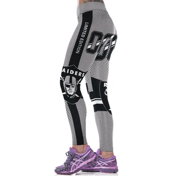 2017 Høj Talje 3D-Sort/Blå Raiders Trykt Leggings Trænings-og Sportslige Kvinder Tynde Blyant Aktiv Bukser Træning Spandex Leggins