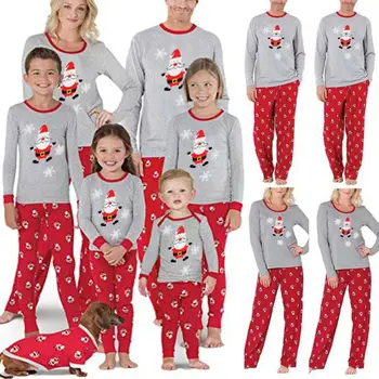 Familie Matchende Pyjamas Sæt Xmas Pyjamas 2STK 2019 Nye Ankomst Hot Jul Voksne Kvinder Mænd Børne Nattøj Nattøj Træningsdragt