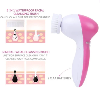 Facial Cleansing Børste 5-i-1 El-Facial Massageapparat med 10stk/set Hudorm Remover Needls Pore Renere for Skønhed Huden Pleje