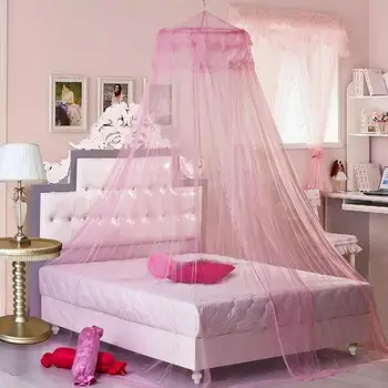 23 Romantiske Lyserøde Runde Myg Blonder Nettet For Baby Hang Dome Bed Kuppeltelte Baby Voksne Loftet Hængende Bladmasse Indretning