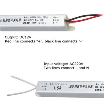 Tynde LED-Driver Drevet Levering AC180-260V At DC12V 18W/24W/36W/48W/60W/72W Belysning Transformer Tilbehør