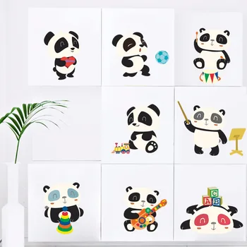 DIY Søde Panda Animal Skifte Mærkat Mærkat Stærk Mærkat PVC Mærkat Vægmaleri Velegnet til børneværelset Dekoration Aftagelig