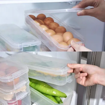 Plast lagerbeholdere Køleskab Oplagring Rubrik Oplagring af Fødevarer Beholdere med Låg til Køkken Kabinet, Køleskab, Fryser Bruser Organizer
