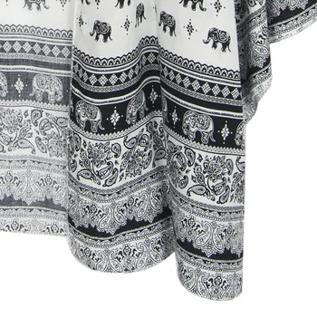 Kimono Kvinder sommeren Dyr, elefant Print Hvid Ferie sjal Stranden Casual Cardigan Shirt