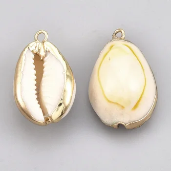 50stk Naturlige Farve Cowrie Sea Shell Vedhæng til DIY-halskæde Armbånd smykker at gøre Tilbehør med Metal Resultater Indretning