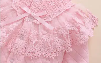 Nyfødte baby pige falde vinter tøj, udstyr & set Medium, varm, polstret top overtøj+bukser+hat pink blonde prinsesse udstyr