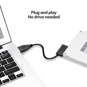 USB 3,0 til 7+6 13Pin Slimline SATA Kabel-Indikator for Bærbare DVD - /CD-ROM for HARDDISK-Caddy Drev-Adapter
