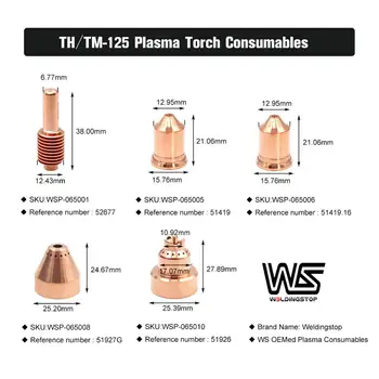 52677 51419 TH-TM 125-125 Plama Cutter Fakkel Forbrugsstoffer 45-125A Elektrode Dyse/Tip