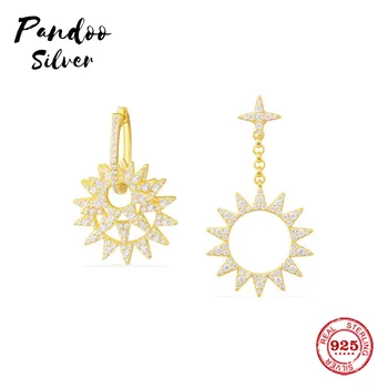 Pandoo Mode Charm I Sterling Sølv, Originale 1:1 Kopi,Asymmetrisk Solen Vedhæng, Øreringe Og Luksus Smykker Gave Til Kvinder