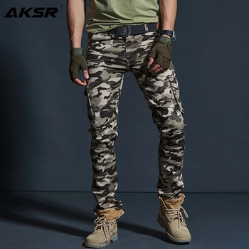 AKSR Mænd er Store Størrelse Fleksible Camouflage Cargo Bukser Lommer Militære Taktiske bukser Bukser Joggere Styr Bukser, Overalls Mænd