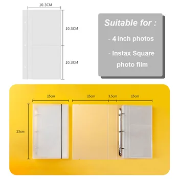 160 Lommer 3 Ringbind Gennemsigtig Foto Album for Fujifilm Instax Pladsen SQ20 SQ10 SQ6 SP-3 Instant Kamera Film Bog