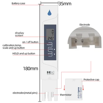 HM 2 i 1 EF Temperatur Måleren Tester Funktion Ledningsevne Meter Vand, Kvalitet og Test Enhed, EF-Tester for Pool 50%off