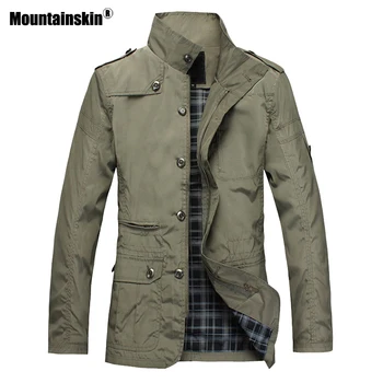 Mountainskin Mænds Tynde Jakker Hot Sell fritidstøj koreanske Komfort Vindjakke Foråret Efteråret Overfrakke Mænd Trench Coat 5XL SA608