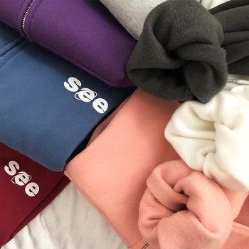 8 farver Kausale Sweatshirt Pels 2018 Efteråret Outwear Ny Kvinde se brev print thicking jakker dame (X926)