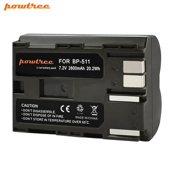 Powtree For Canon BP-511, BP 511 BP511 BP511A 7,2 V 2800mAh Digital Kamera Batteri + LCD-Oplader Til 300D 5D 30D, 40D G6 90IS