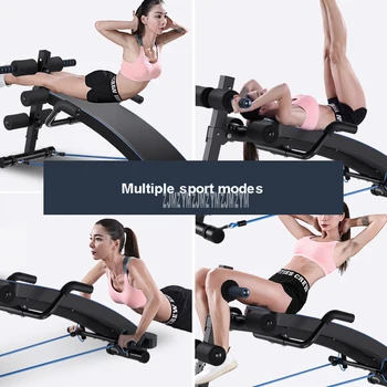Multifunktions-Sit-up Bench Med Hovedstøtte Trække Reb Exerciser Træner Stål Ab Abdominal Fitness-Bænk Indendørs Udstyr