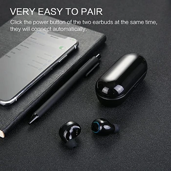 Soulusic HBQ Q18 TWS Mini Trådløse Bluetooth-Hovedtelefoner støjreducerende Høretelefoner, Earbuds Headset Med Mikrofon Opladning Box
