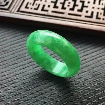 Naturlig Grøn Jade Ring Jadeite Amulet Mode Kinesiske Charme Smykker Håndskårne Håndværk Og Lykke Gaver Til Kvinder, Mænd