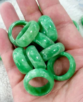 Naturlig Grøn Jade Ring Jadeite Amulet Mode Kinesiske Charme Smykker Håndskårne Håndværk Og Lykke Gaver Til Kvinder, Mænd