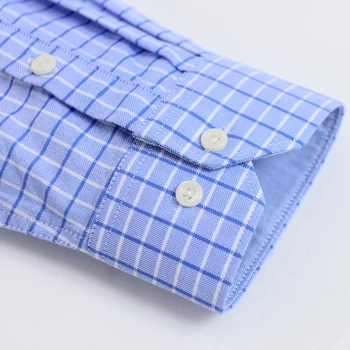 Mænd ' s Plaid Kontrolleret Afslappet Oxford Skjorter Enkelt Patch Lomme med Broderet Logo Regular-fit langærmet Knap Nede Skjorte