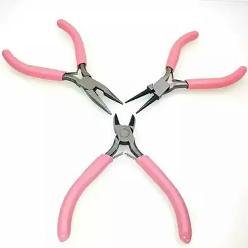 3Pcs Smykker Pink Tænger Sæt Wire Opskæring Bøjning Tang DIY Smykker at Gøre håndværktøj Kit
