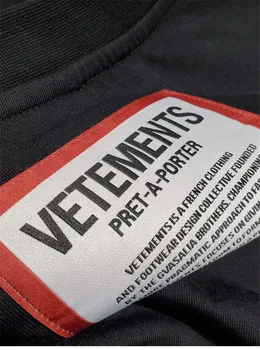 Oversize Vetements T-Shirt Mænd Kvinder 1:1 Bedste Kvalitet Big Red Patch-Tag VTM Tee Toppe Bomuld T-shirt