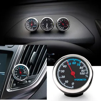Auto Tilbehør Bil Ornament Mini Bil 3Pcs/sæt Bil 4cm Mekaniske Hygrometer Ur +Temperatur Termometer+ Fugt Meter