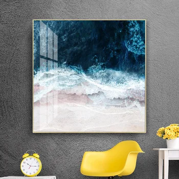 Moderne Blå Hav Wave Scene Inspirerende Lærred Malerier Væg Kunst Print Plakat Billeder til Stue Kontor Dekorative Uden Ramme