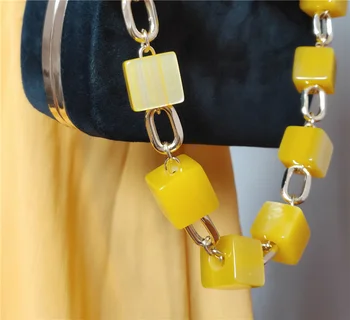 Fashion design firkantet klump harpiks sukker form skulder kæde taske, rem