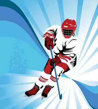 Hockey Duvet Cover Sæt Hockey Spiller Gør en Stærk Skud på Mål Rival Illustration Abstrakt Baggrund Dekorative 3 Stykke Sengetøj