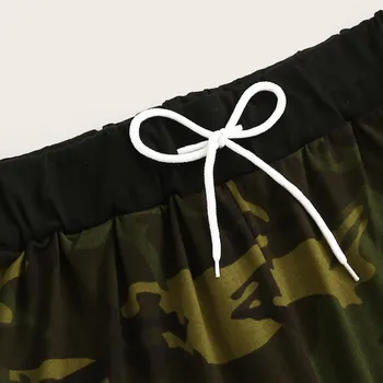 Nattøj Camo Print Tank Top, Vest+Snøre Talje Shorts Pyjamas Sæt Ærmeløs Kvinder Sommeren Army Grøn Nattøj Nattøj