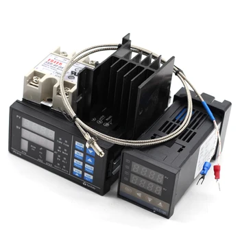 REX-C100 SSR Digital PID Temperatur Controller Termostat + Max.40A SSR + K Sonde + køleplade + PC410 Rs232