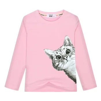 2018 Cool Print Luskede Katten Søde Børn Kids T-Shirt Lille Dreng Pige Baby Sommer Med Lange Ærmer Sjove Kat Cool Casual Top Tee
