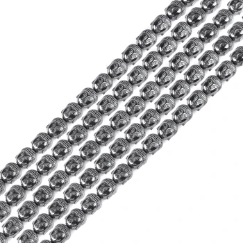 AAA 1strand/masse 40Pcs Buddha-hoved-Sort Hæmatit perler Nye natursten Løse perler til Smykker armbånd Gør DIY Tilbehør