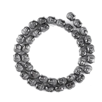 AAA 1strand/masse 40Pcs Buddha-hoved-Sort Hæmatit perler Nye natursten Løse perler til Smykker armbånd Gør DIY Tilbehør