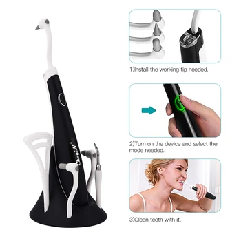 LED-El-Dental Cleaning Tool Kit højfrekvente Vibrationer Tand Pletten Viskelæder Fjerner Plak Tandblegning Poler P40