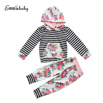 Emmababy 2stk Tøj!! Mode Toddler Baby Drenge Piger Toppe, Bukser, Hoodie Outfits Sæt Tøj 0-2Y