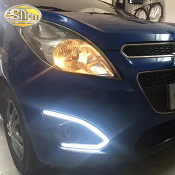 Led-Kørelys for Chevrolet Spark 2013~LED KØRELYS fog lamp cover med Gule blinklys Lampe
